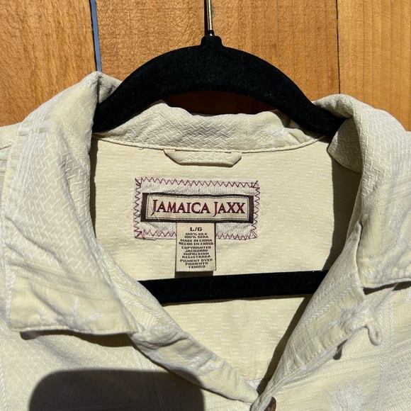 Jamaica‎ Jaxx Silk Hawaiian Shirt Mens Large Aloha Button Front Off White Cream - Picture 5 of 8
